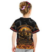 Firefighter German Shepherd Dad Kid T Shirt Vintage Fire Flames Sunset City Skyline - Always By My Side