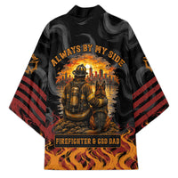 Firefighter German Shepherd Dad Kimono Vintage Fire Flames Sunset City Skyline - Always By My Side
