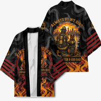 Firefighter German Shepherd Dad Kimono Vintage Fire Flames Sunset City Skyline - Always By My Side