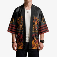 Firefighter German Shepherd Dad Kimono Vintage Fire Flames Sunset City Skyline - Always By My Side