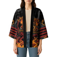 Firefighter German Shepherd Dad Kimono Vintage Fire Flames Sunset City Skyline - Always By My Side
