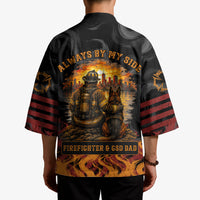 Firefighter German Shepherd Dad Kimono Vintage Fire Flames Sunset City Skyline - Always By My Side