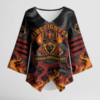 Firefighter German Shepherd Dad Kimono Sleeve Blouse Vintage Fire Flames Sunset City Skyline - Always By My Side