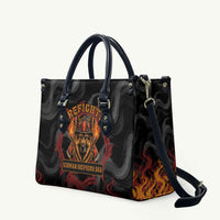 Firefighter German Shepherd Dad Leather Bag Vintage Fire Flames Sunset City Skyline - Always By My Side