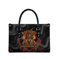 Firefighter German Shepherd Dad Leather Bag Vintage Fire Flames Sunset City Skyline - Always By My Side