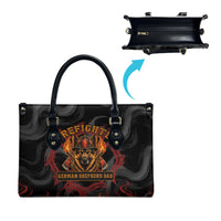 Firefighter German Shepherd Dad Leather Bag Vintage Fire Flames Sunset City Skyline - Always By My Side