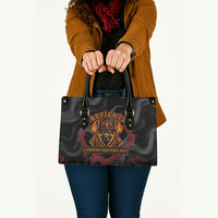 Firefighter German Shepherd Dad Leather Bag Vintage Fire Flames Sunset City Skyline - Always By My Side