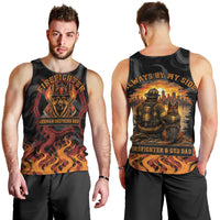 Firefighter German Shepherd Dad Men Tank Top Vintage Fire Flames Sunset City Skyline - Always By My Side