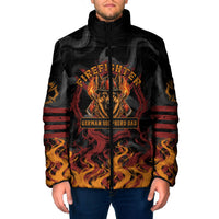 Firefighter German Shepherd Dad Padded Jacket Vintage Fire Flames Sunset City Skyline - Always By My Side