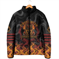 Firefighter German Shepherd Dad Padded Jacket Vintage Fire Flames Sunset City Skyline - Always By My Side
