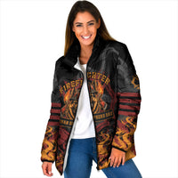 Firefighter German Shepherd Dad Padded Jacket Vintage Fire Flames Sunset City Skyline - Always By My Side