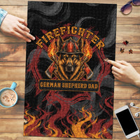 Firefighter German Shepherd Dad Puzzle Vintage Fire Flames Sunset City Skyline - Always By My Side