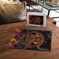 Firefighter German Shepherd Dad Puzzle Vintage Fire Flames Sunset City Skyline - Always By My Side