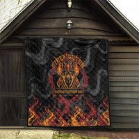 Firefighter German Shepherd Dad Quilt Vintage Fire Flames Sunset City Skyline - Always By My Side