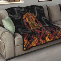 Firefighter German Shepherd Dad Quilt Vintage Fire Flames Sunset City Skyline - Always By My Side