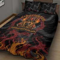 Firefighter German Shepherd Dad Quilt Bed Set Vintage Fire Flames Sunset City Skyline - Always By My Side