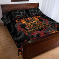 Firefighter German Shepherd Dad Quilt Bed Set Vintage Fire Flames Sunset City Skyline - Always By My Side
