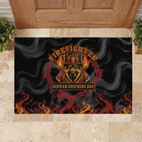 Firefighter German Shepherd Dad Rubber Doormat Vintage Fire Flames Sunset City Skyline - Always By My Side
