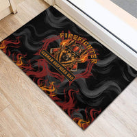 Firefighter German Shepherd Dad Rubber Doormat Vintage Fire Flames Sunset City Skyline - Always By My Side