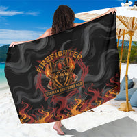 Firefighter German Shepherd Dad Sarong Vintage Fire Flames Sunset City Skyline - Always By My Side