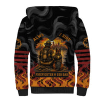 Firefighter German Shepherd Dad Sherpa Hoodie Vintage Fire Flames Sunset City Skyline - Always By My Side