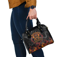 Firefighter German Shepherd Dad Shoulder Handbag Vintage Fire Flames Sunset City Skyline - Always By My Side
