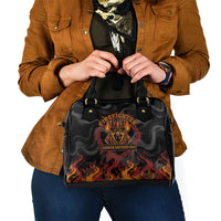 Firefighter German Shepherd Dad Shoulder Handbag Vintage Fire Flames Sunset City Skyline - Always By My Side
