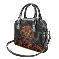 Firefighter German Shepherd Dad Shoulder Handbag Vintage Fire Flames Sunset City Skyline - Always By My Side
