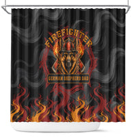 Firefighter German Shepherd Dad Shower Curtain Vintage Fire Flames Sunset City Skyline - Always By My Side