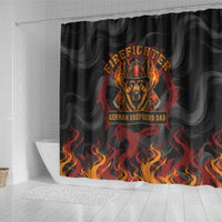 Firefighter German Shepherd Dad Shower Curtain Vintage Fire Flames Sunset City Skyline - Always By My Side