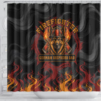 Firefighter German Shepherd Dad Shower Curtain Vintage Fire Flames Sunset City Skyline - Always By My Side