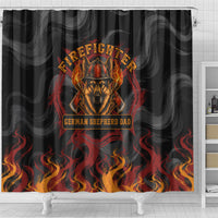Firefighter German Shepherd Dad Shower Curtain Vintage Fire Flames Sunset City Skyline - Always By My Side