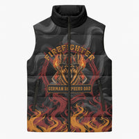 Firefighter German Shepherd Dad Sleeveless Puffer Jacket Vintage Fire Flames Sunset City Skyline - Always By My Side