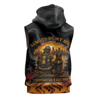 Firefighter German Shepherd Dad Sleeveless Zip Hoodie Vintage Fire Flames Sunset City Skyline - Always By My Side