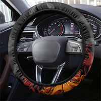 Firefighter German Shepherd Dad Steering Wheel Cover Vintage Fire Flames Sunset City Skyline - Always By My Side