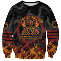 Firefighter German Shepherd Dad Sweatshirt Vintage Fire Flames Sunset City Skyline - Always By My Side