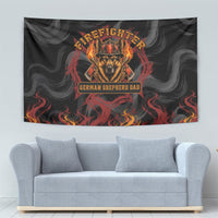 Firefighter German Shepherd Dad Tapestry Vintage Fire Flames Sunset City Skyline - Always By My Side