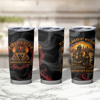 Firefighter German Shepherd Dad Tumbler Cup Vintage Fire Flames Sunset City Skyline - Always By My Side