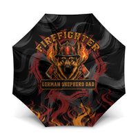 Firefighter German Shepherd Dad Umbrella Vintage Fire Flames Sunset City Skyline - Always By My Side