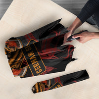 Firefighter German Shepherd Dad Umbrella Vintage Fire Flames Sunset City Skyline - Always By My Side