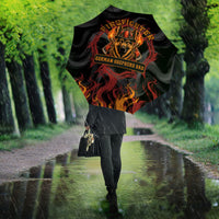Firefighter German Shepherd Dad Umbrella Vintage Fire Flames Sunset City Skyline - Always By My Side