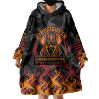 Firefighter German Shepherd Dad Wearable Blanket Hoodie Vintage Fire Flames Sunset City Skyline - Always By My Side