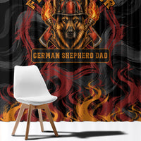 Firefighter German Shepherd Dad Window Curtain Vintage Fire Flames Sunset City Skyline - Always By My Side