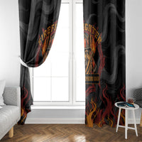 Firefighter German Shepherd Dad Window Curtain Vintage Fire Flames Sunset City Skyline - Always By My Side
