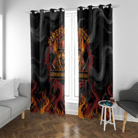 Firefighter German Shepherd Dad Window Curtain Vintage Fire Flames Sunset City Skyline - Always By My Side