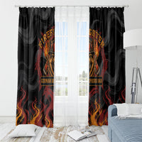 Firefighter German Shepherd Dad Window Curtain Vintage Fire Flames Sunset City Skyline - Always By My Side