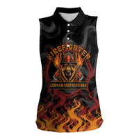 Firefighter German Shepherd Dad Women Sleeveless Polo Shirt Vintage Fire Flames Sunset City Skyline - Always By My Side