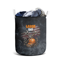 Labor Day Laundry Basket Strong Hands Build Nations Patriotic Grunge Tools