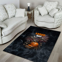 Labor Day Area Rug Strong Hands Build Nations Patriotic Grunge Tools