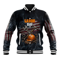 Labor Day Baseball Jacket Strong Hands Build Nations Patriotic Grunge Tools